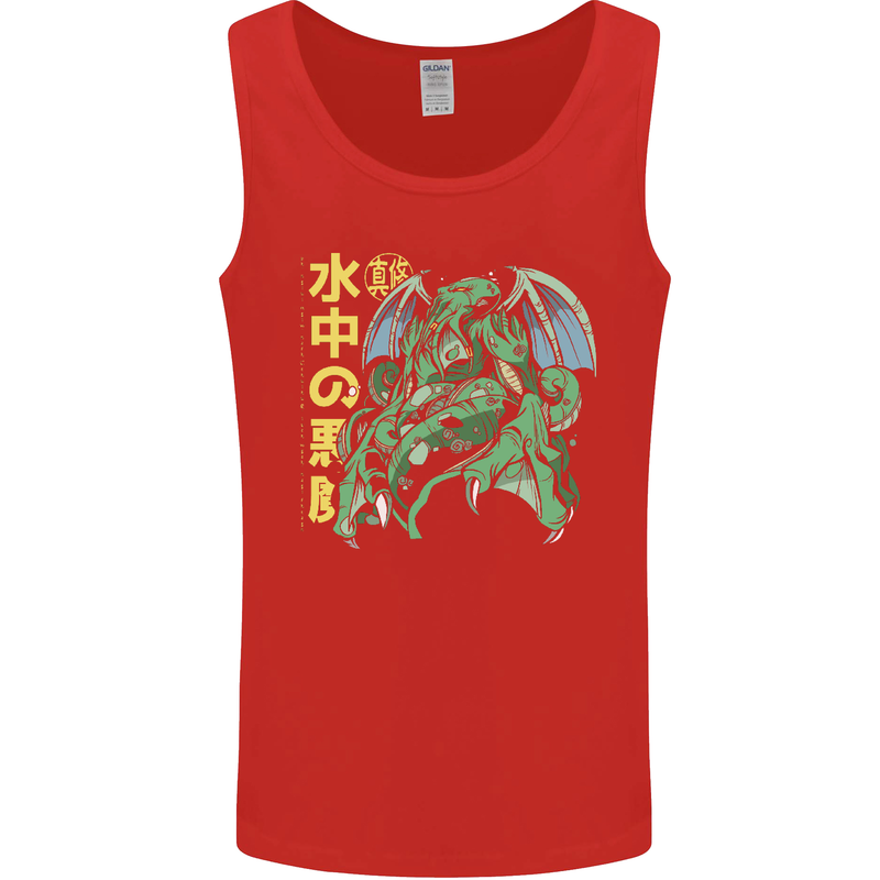 Japanese Anime Cthulhu Kraken Mens Vest Tank Top Red