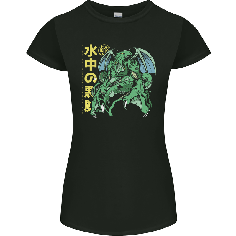 Japanese Anime Cthulhu Kraken Womens Petite Cut T-Shirt Black
