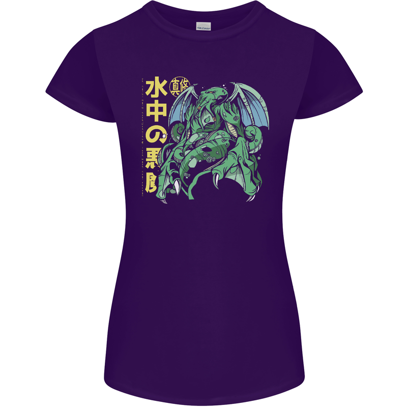 Japanese Anime Cthulhu Kraken Womens Petite Cut T-Shirt Purple