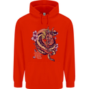 Japanese Fantasy Dragon Childrens Kids Hoodie Bright Red