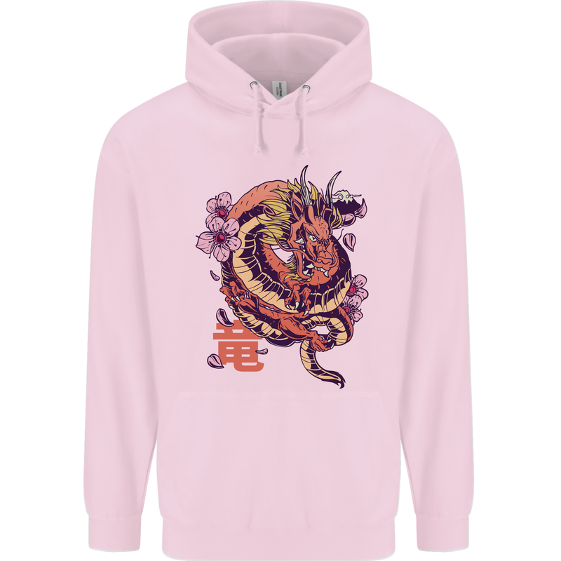 Japanese Fantasy Dragon Childrens Kids Hoodie Light Pink