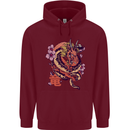 Japanese Fantasy Dragon Childrens Kids Hoodie Maroon