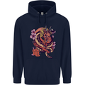 Japanese Fantasy Dragon Childrens Kids Hoodie Navy Blue