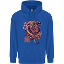 Japanese Fantasy Dragon Childrens Kids Hoodie Royal Blue
