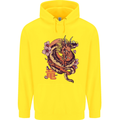 Japanese Fantasy Dragon Childrens Kids Hoodie Yellow