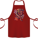 Japanese Fantasy Dragon Cotton Apron 100% Organic Maroon