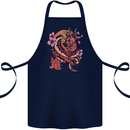 Japanese Fantasy Dragon Cotton Apron 100% Organic Navy Blue