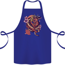 Japanese Fantasy Dragon Cotton Apron 100% Organic Royal Blue