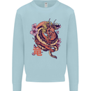 Japanese Fantasy Dragon Kids Sweatshirt Jumper Light Blue