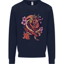 Japanese Fantasy Dragon Kids Sweatshirt Jumper Navy Blue