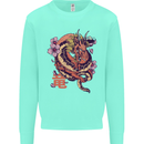 Japanese Fantasy Dragon Kids Sweatshirt Jumper Peppermint