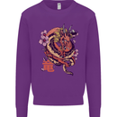 Japanese Fantasy Dragon Kids Sweatshirt Jumper Purple