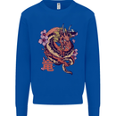 Japanese Fantasy Dragon Kids Sweatshirt Jumper Royal Blue