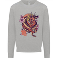 Japanese Fantasy Dragon Kids Sweatshirt Jumper Sports Grey