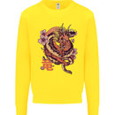 Japanese Fantasy Dragon Kids Sweatshirt Jumper Yellow