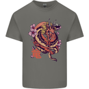 Japanese Fantasy Dragon Kids T-Shirt Childrens Charcoal