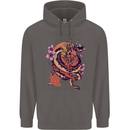 Japanese Fantasy Dragon Mens 80% Cotton Hoodie Charcoal