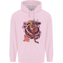 Japanese Fantasy Dragon Mens 80% Cotton Hoodie Light Pink