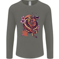 Japanese Fantasy Dragon Mens Long Sleeve T-Shirt Charcoal