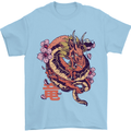 Japanese Fantasy Dragon Mens T-Shirt 100% Cotton Light Blue