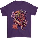 Japanese Fantasy Dragon Mens T-Shirt 100% Cotton Purple