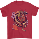 Japanese Fantasy Dragon Mens T-Shirt 100% Cotton Red