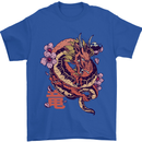 Japanese Fantasy Dragon Mens T-Shirt 100% Cotton Royal Blue