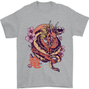 Japanese Fantasy Dragon Mens T-Shirt 100% Cotton Sports Grey