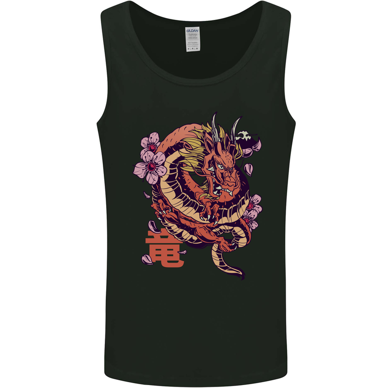 Japanese Fantasy Dragon Mens Vest Tank Top Black