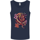 Japanese Fantasy Dragon Mens Vest Tank Top Navy Blue
