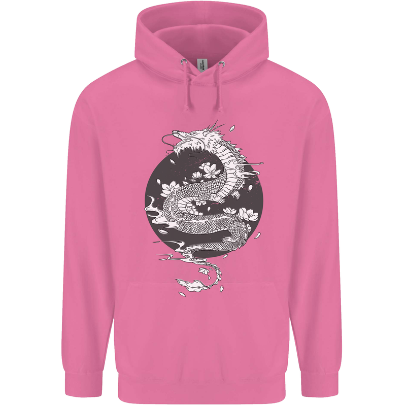 Japanese Fantasy Dragon Sun Background Childrens Kids Hoodie Azalea