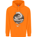 Japanese Fantasy Dragon Sun Background Childrens Kids Hoodie Orange