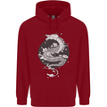 Japanese Fantasy Dragon Sun Background Childrens Kids Hoodie Red