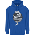 Japanese Fantasy Dragon Sun Background Childrens Kids Hoodie Royal Blue
