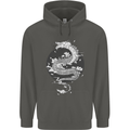 Japanese Fantasy Dragon Sun Background Childrens Kids Hoodie Storm Grey