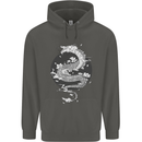Japanese Fantasy Dragon Sun Background Childrens Kids Hoodie Storm Grey