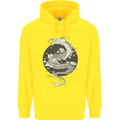 Japanese Fantasy Dragon Sun Background Childrens Kids Hoodie Yellow