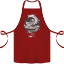 Japanese Fantasy Dragon Sun Background Cotton Apron 100% Organic Maroon