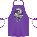 Japanese Fantasy Dragon Sun Background Cotton Apron 100% Organic Purple