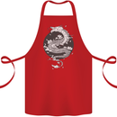 Japanese Fantasy Dragon Sun Background Cotton Apron 100% Organic Red