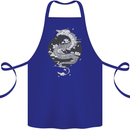 Japanese Fantasy Dragon Sun Background Cotton Apron 100% Organic Royal Blue