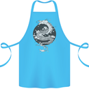 Japanese Fantasy Dragon Sun Background Cotton Apron 100% Organic Turquoise