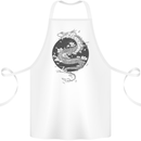 Japanese Fantasy Dragon Sun Background Cotton Apron 100% Organic White
