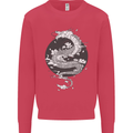 Japanese Fantasy Dragon Sun Background Kids Sweatshirt Jumper Heliconia