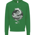 Japanese Fantasy Dragon Sun Background Kids Sweatshirt Jumper Irish Green