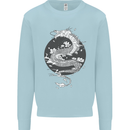 Japanese Fantasy Dragon Sun Background Kids Sweatshirt Jumper Light Blue