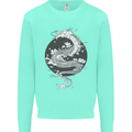 Japanese Fantasy Dragon Sun Background Kids Sweatshirt Jumper Peppermint