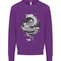 Japanese Fantasy Dragon Sun Background Kids Sweatshirt Jumper Purple