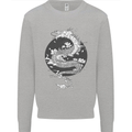 Japanese Fantasy Dragon Sun Background Kids Sweatshirt Jumper Sports Grey