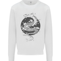 Japanese Fantasy Dragon Sun Background Kids Sweatshirt Jumper White